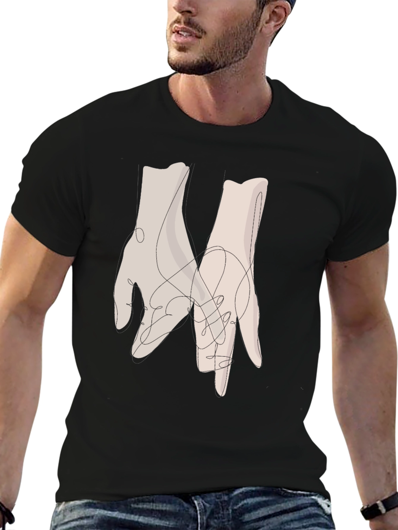 Minimalist Hands Graphic Black Tee