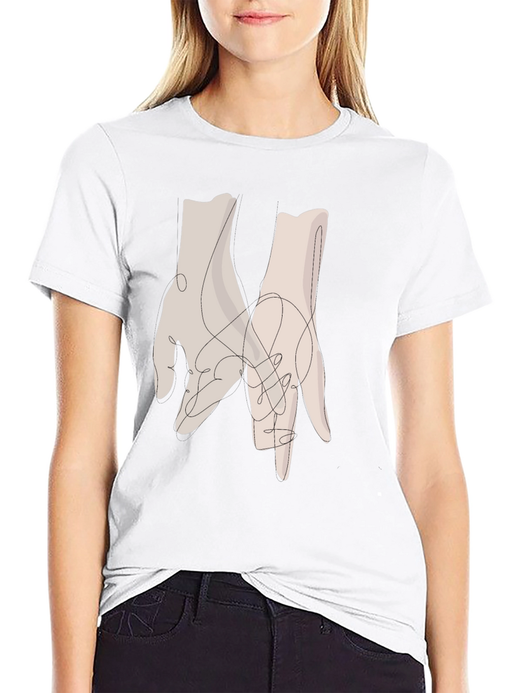 Minimalist Hands Graphic Black Tee