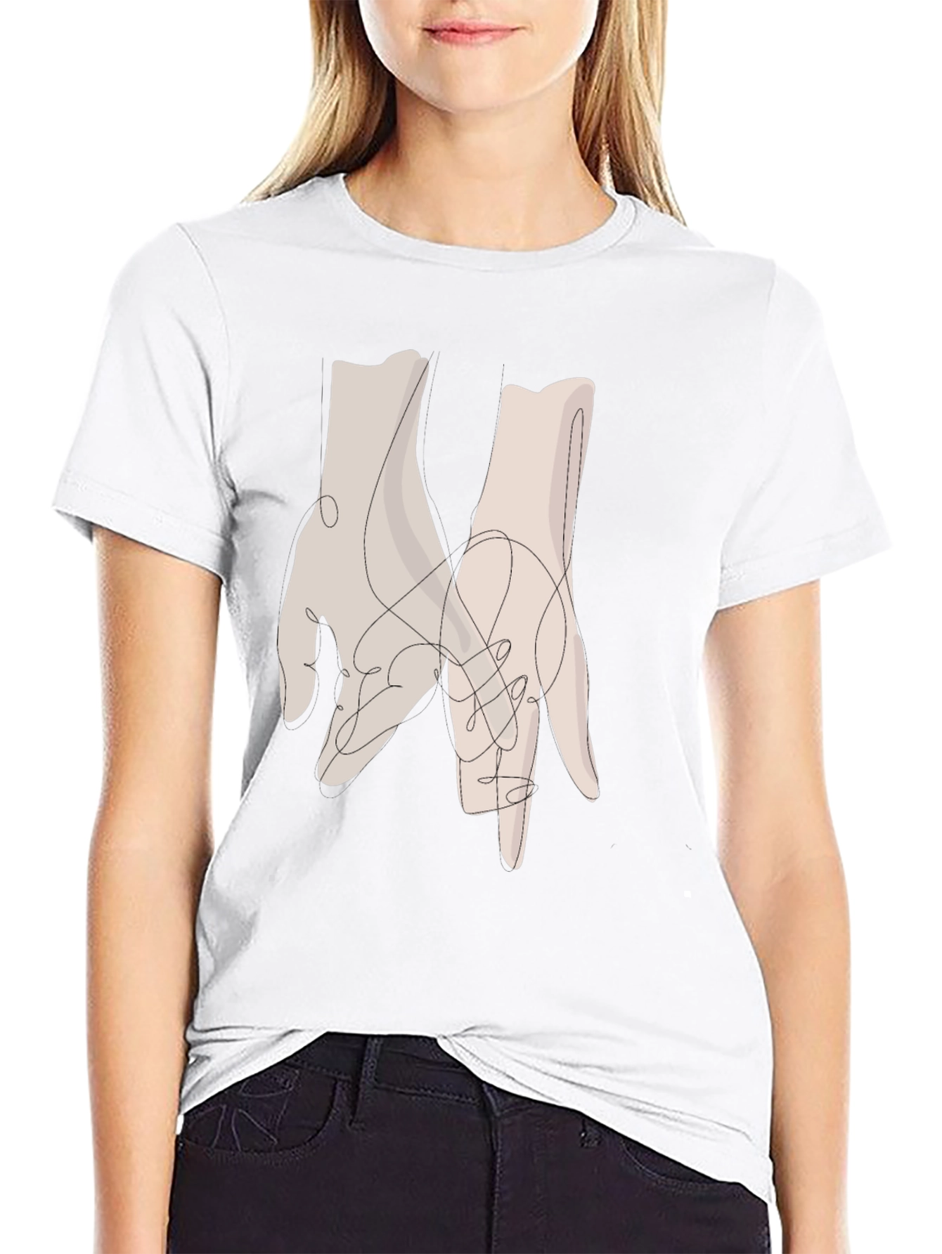 Minimalist Hands Graphic Black Tee