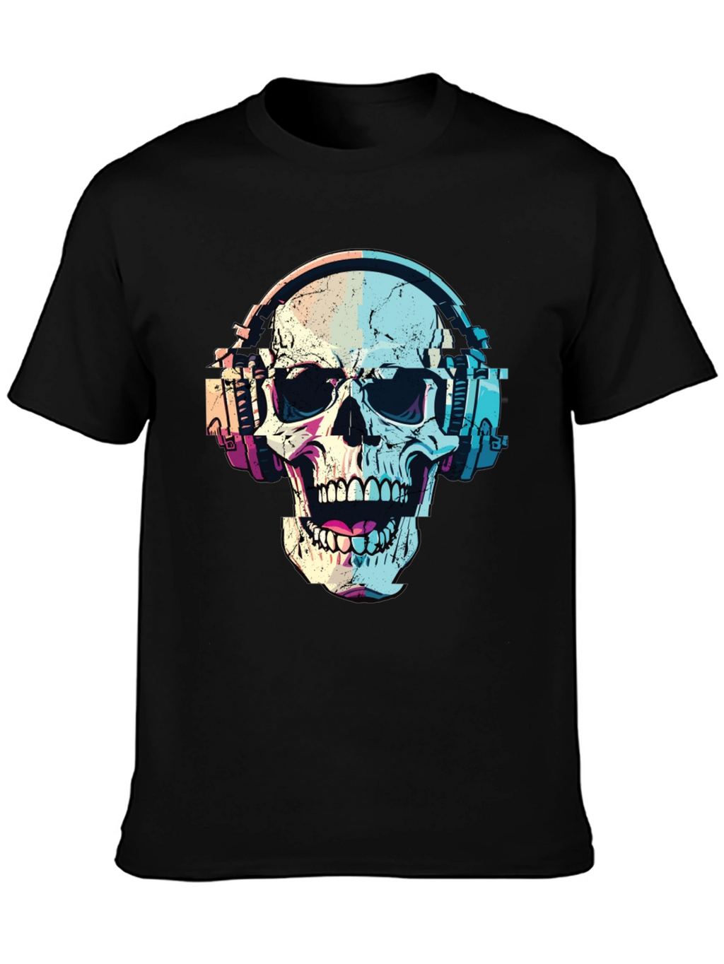 Skull with Headphones Graphic T-Shirt