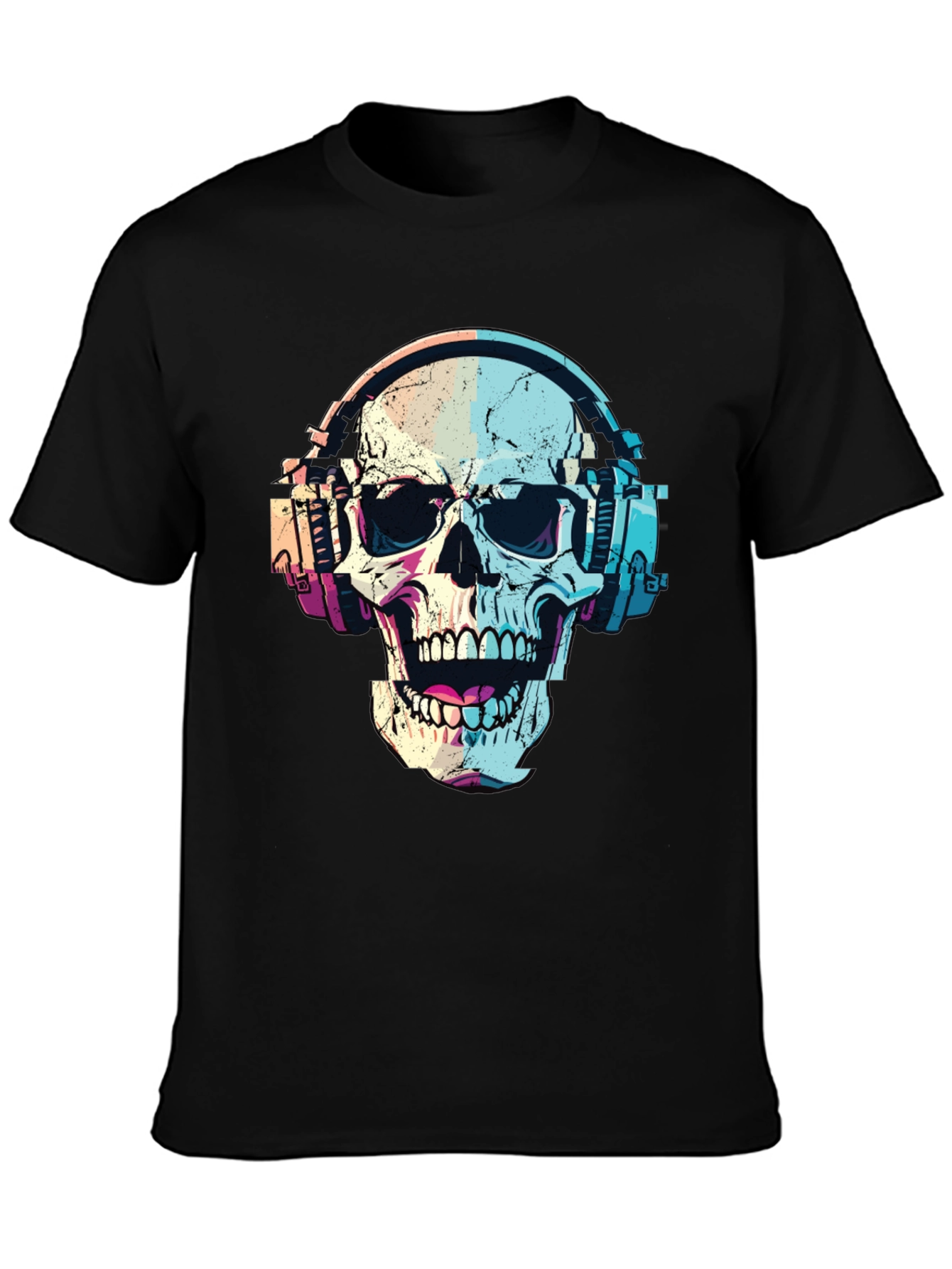 Skull with Headphones Graphic T-Shirt