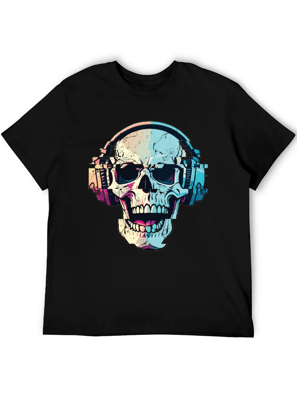Skull with Headphones Graphic T-Shirt
