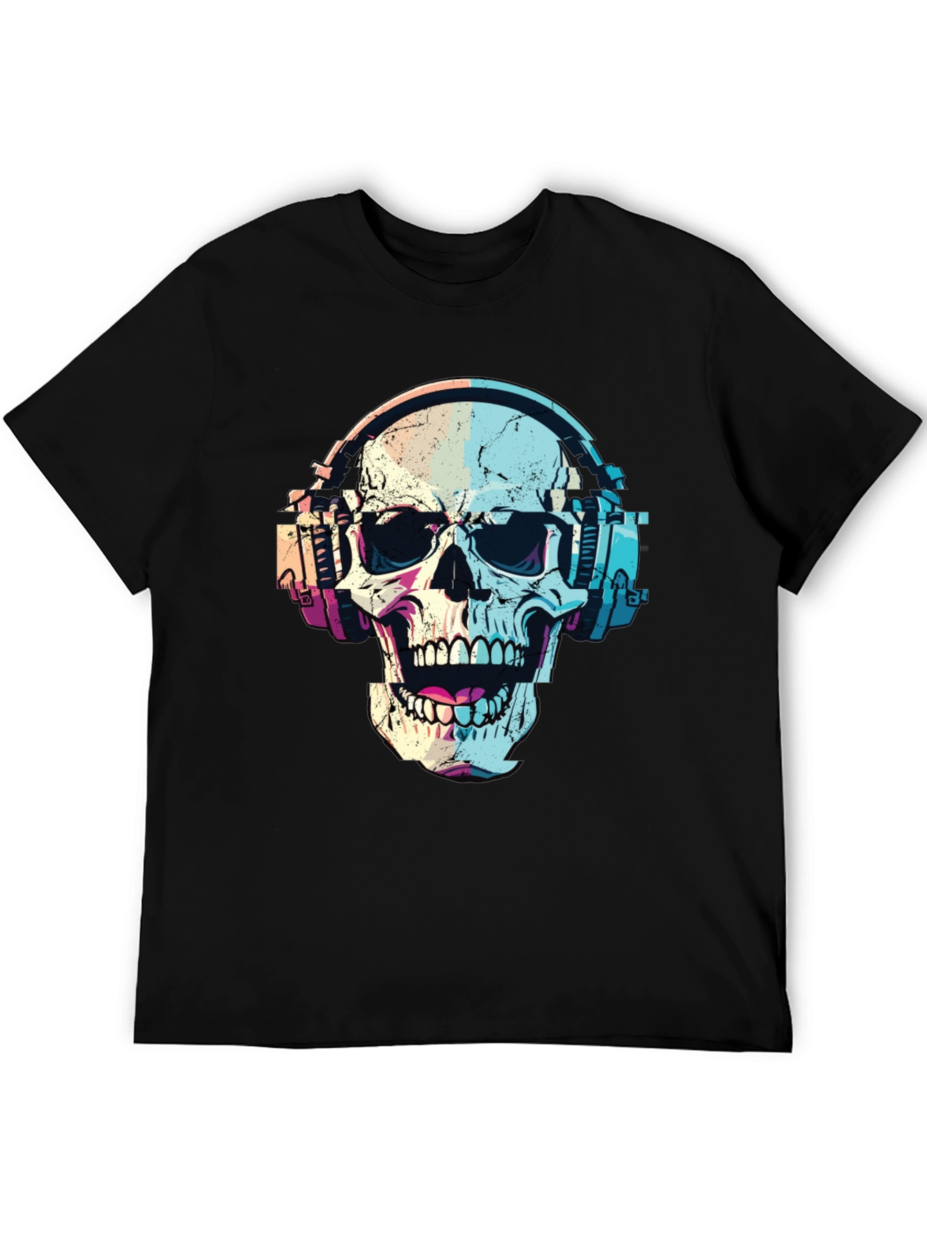 Skull with Headphones Graphic T-Shirt
