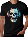 Skull with Headphones Graphic T-Shirt