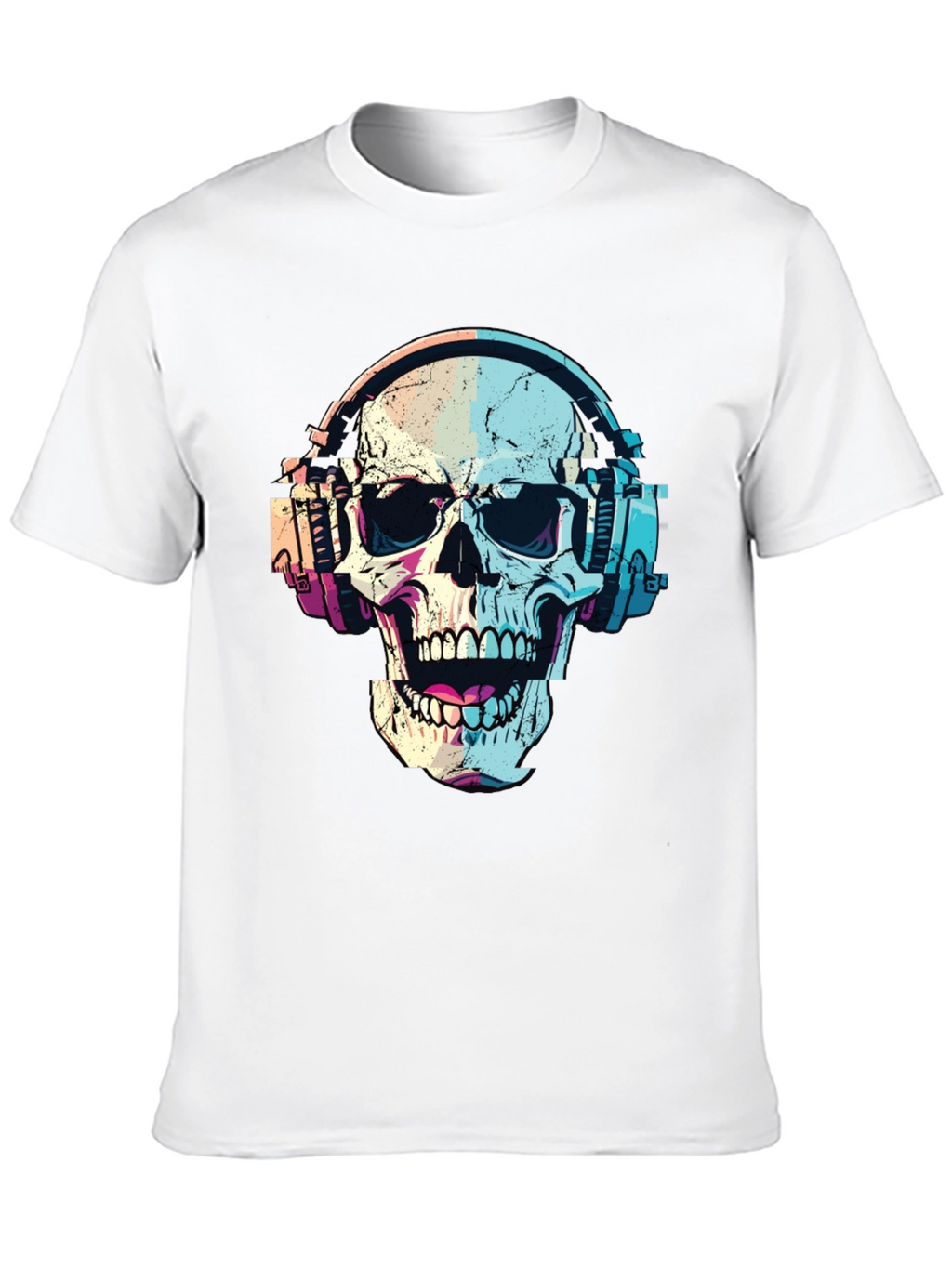 Skull with Headphones Graphic T-Shirt