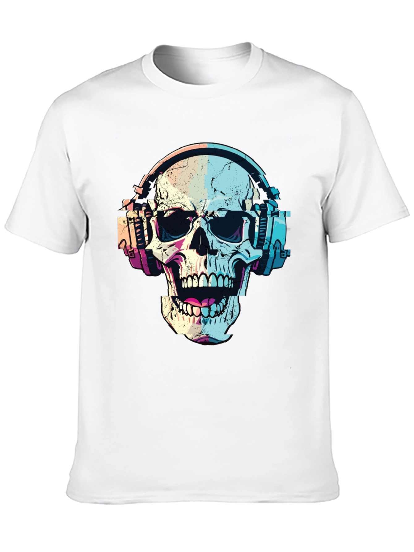 Skull with Headphones Graphic T-Shirt