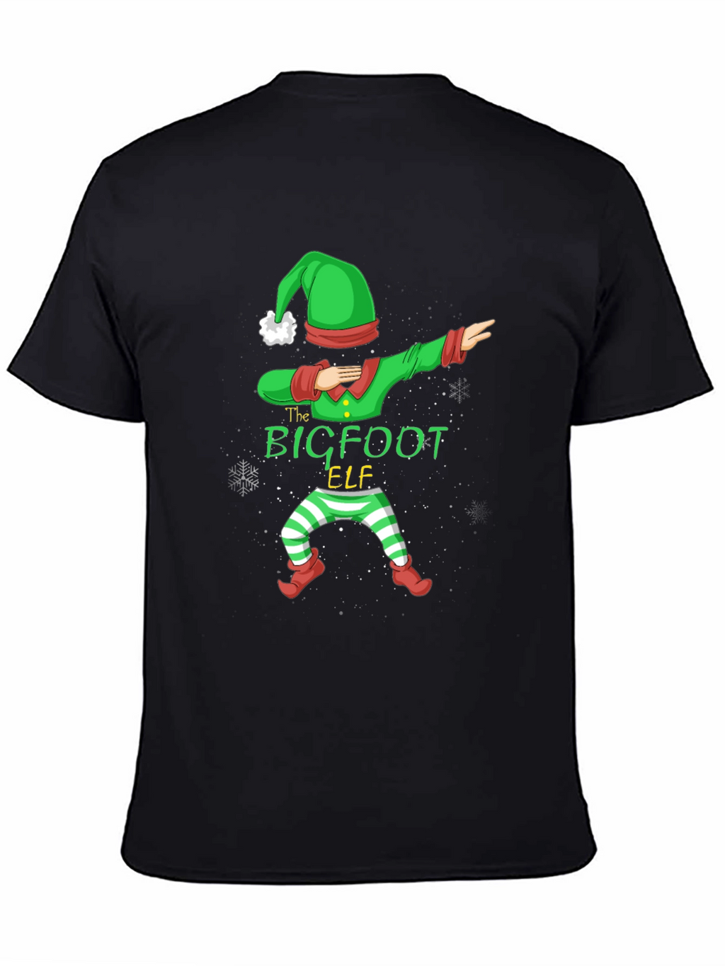 Bigfoot Elf Dabbing Christmas Graphic T-Shirt