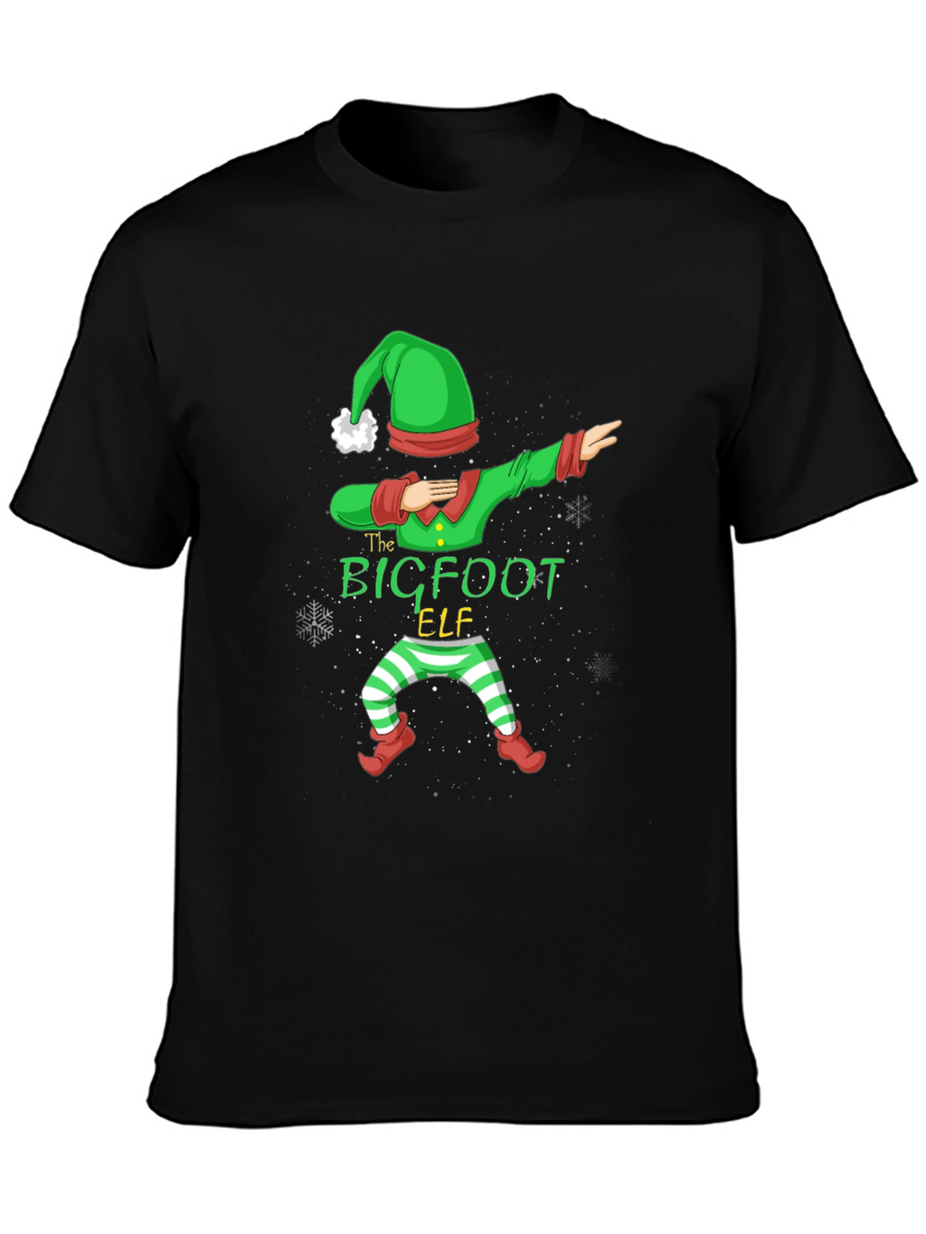 Bigfoot Elf Dabbing Christmas Graphic T-Shirt