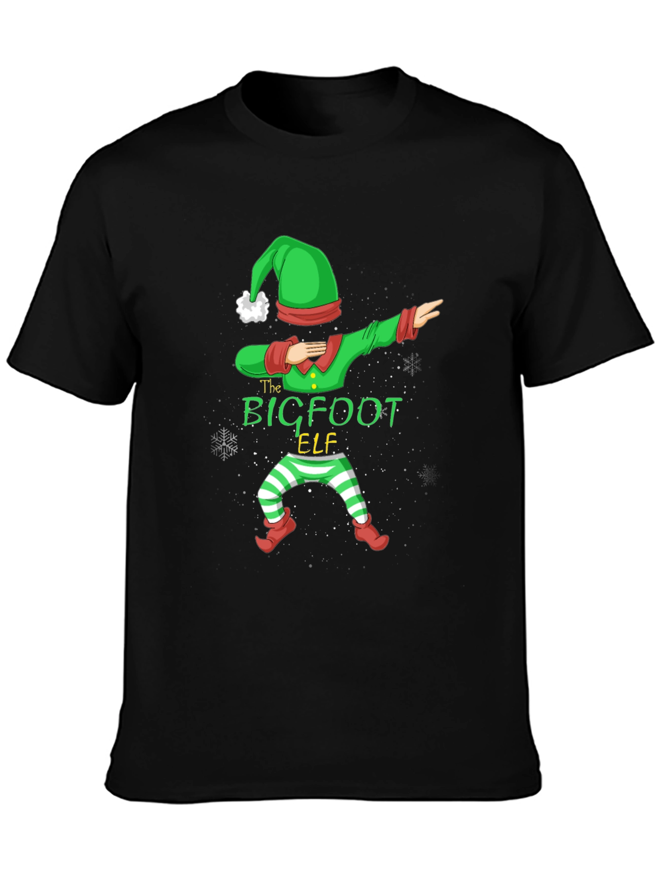 Bigfoot Elf Dabbing Christmas Graphic T-Shirt