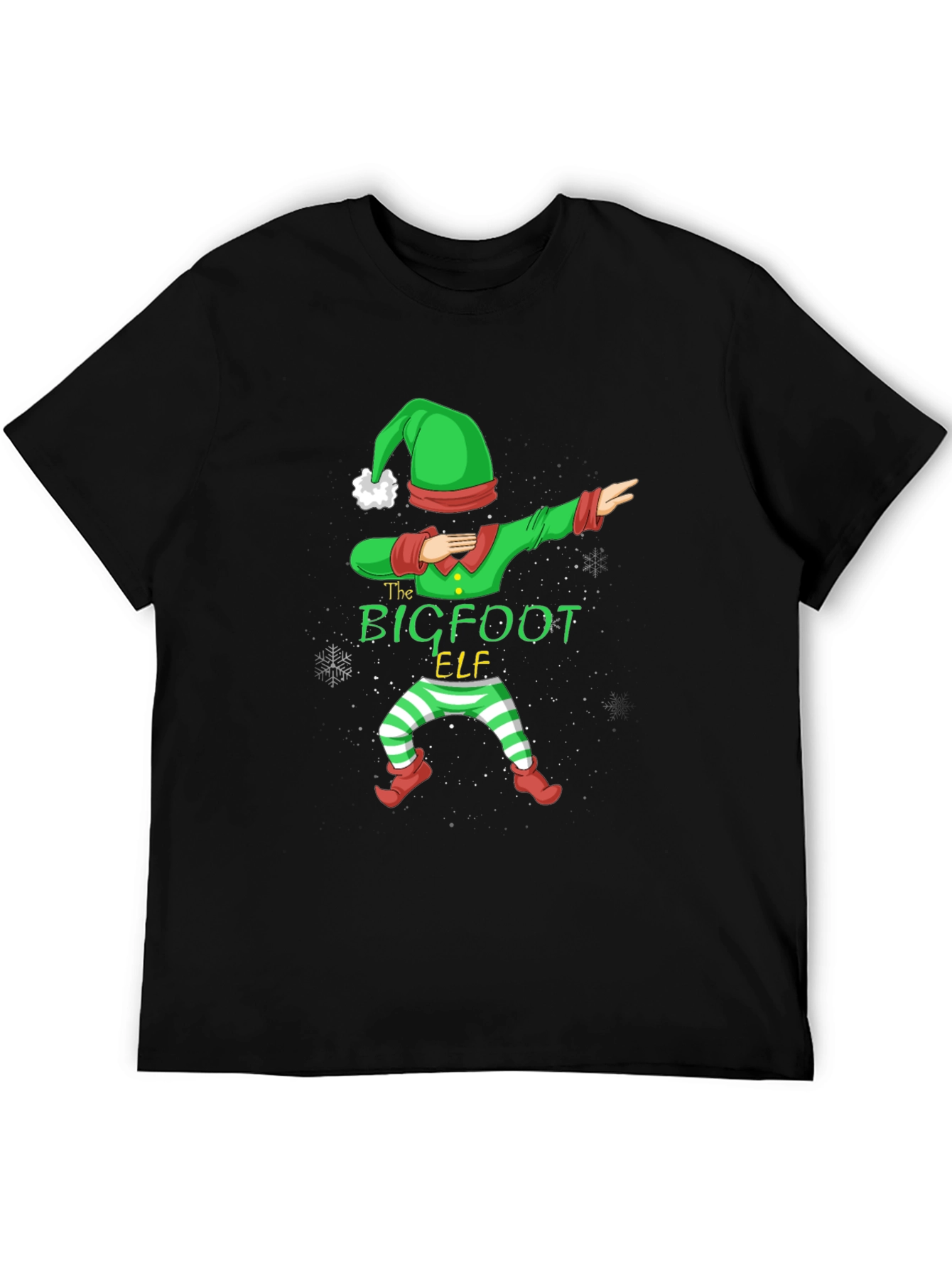Bigfoot Elf Dabbing Christmas Graphic T-Shirt