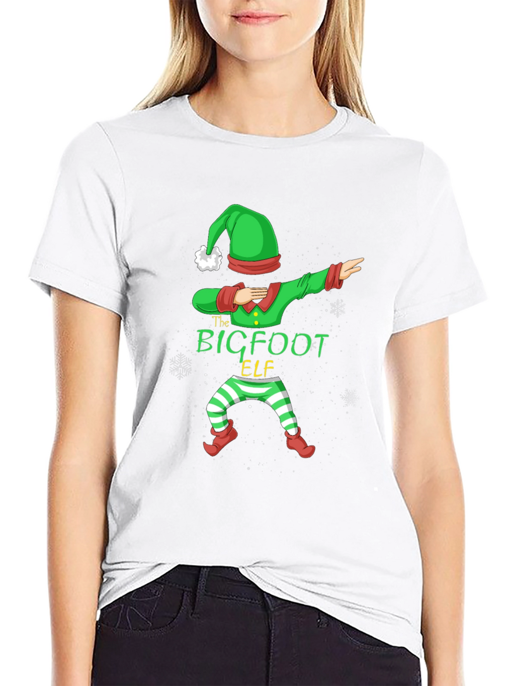Bigfoot Elf Dabbing Christmas Graphic T-Shirt