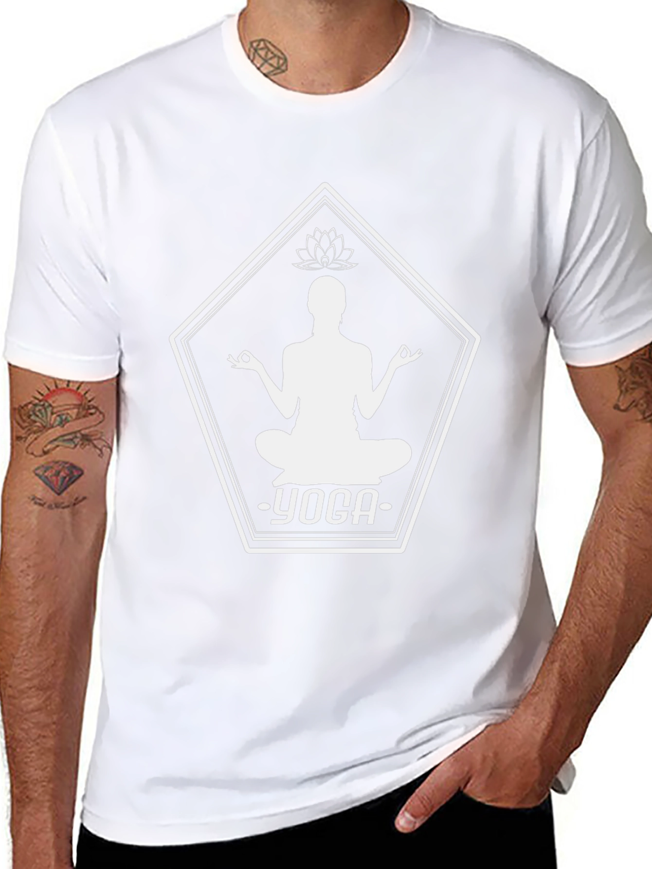 Yoga Pose Graphic Tee - Black Cotton Blend Comfort