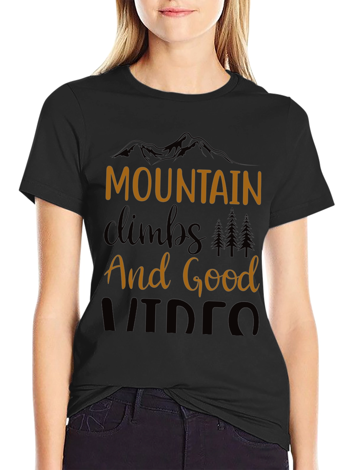 Mountain Climbs and Good Videos Black T-Shirt