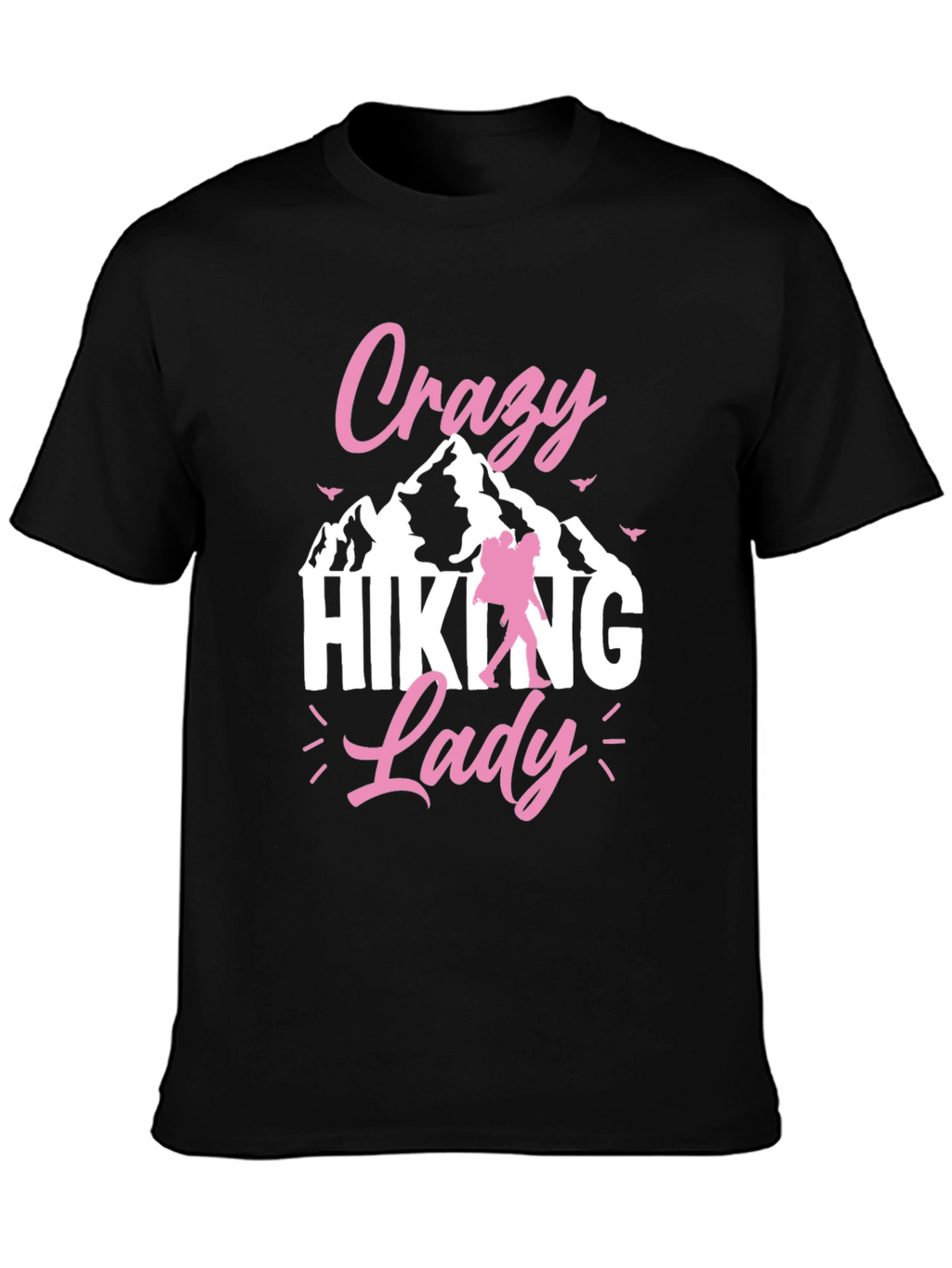 Crazy Hiking Lady Black T-Shirt