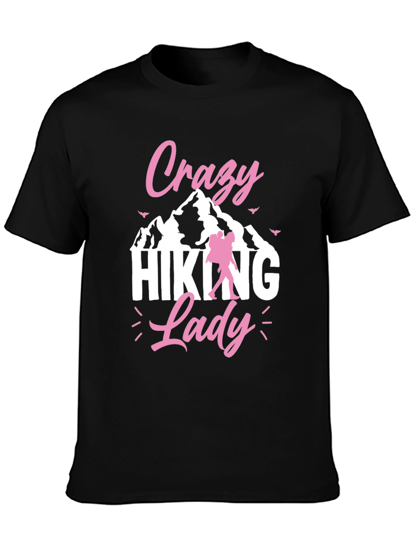 Crazy Hiking Lady Black T-Shirt