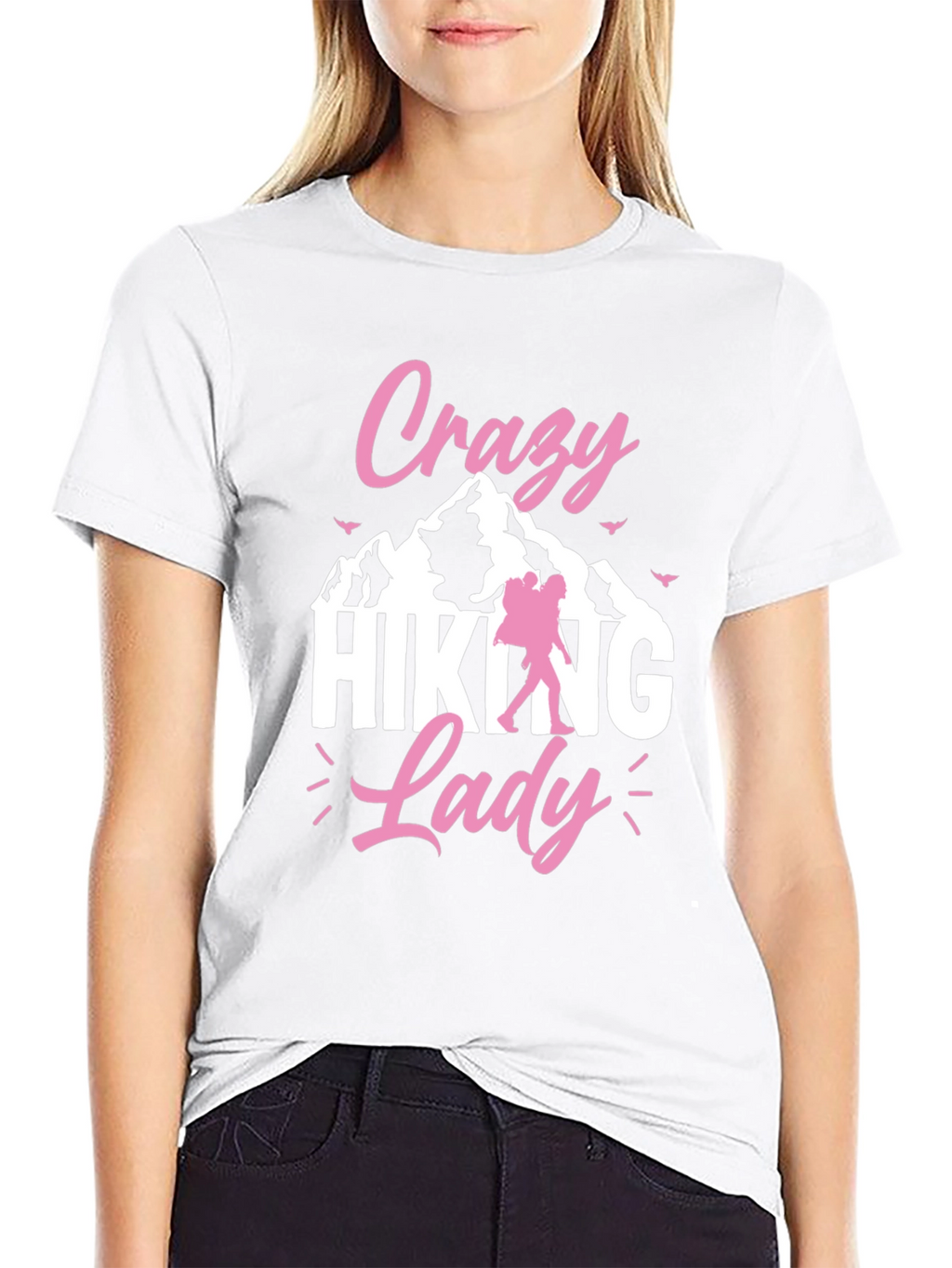 Crazy Hiking Lady Black T-Shirt