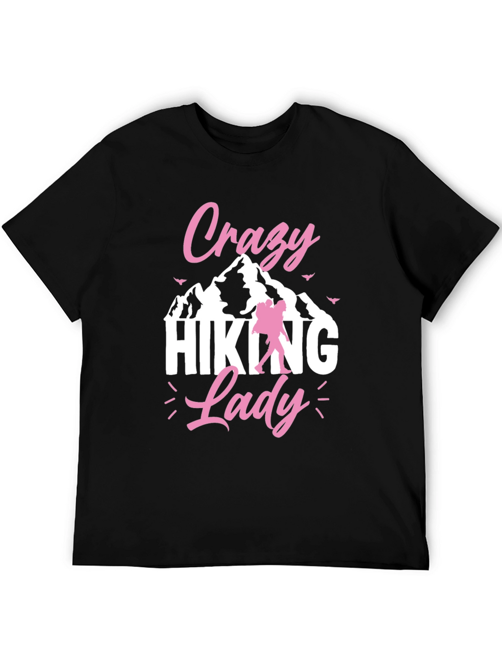 Crazy Hiking Lady Black T-Shirt