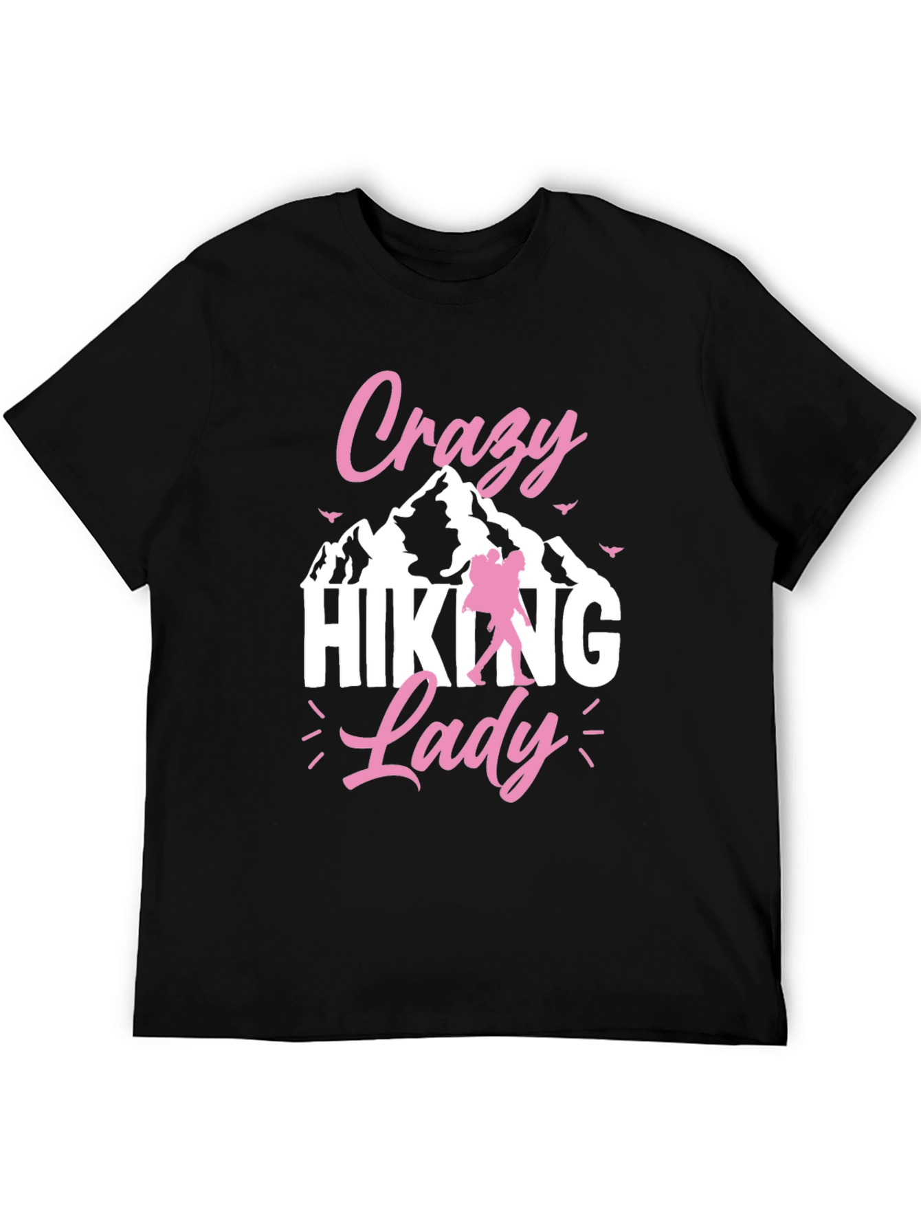 Crazy Hiking Lady Black T-Shirt