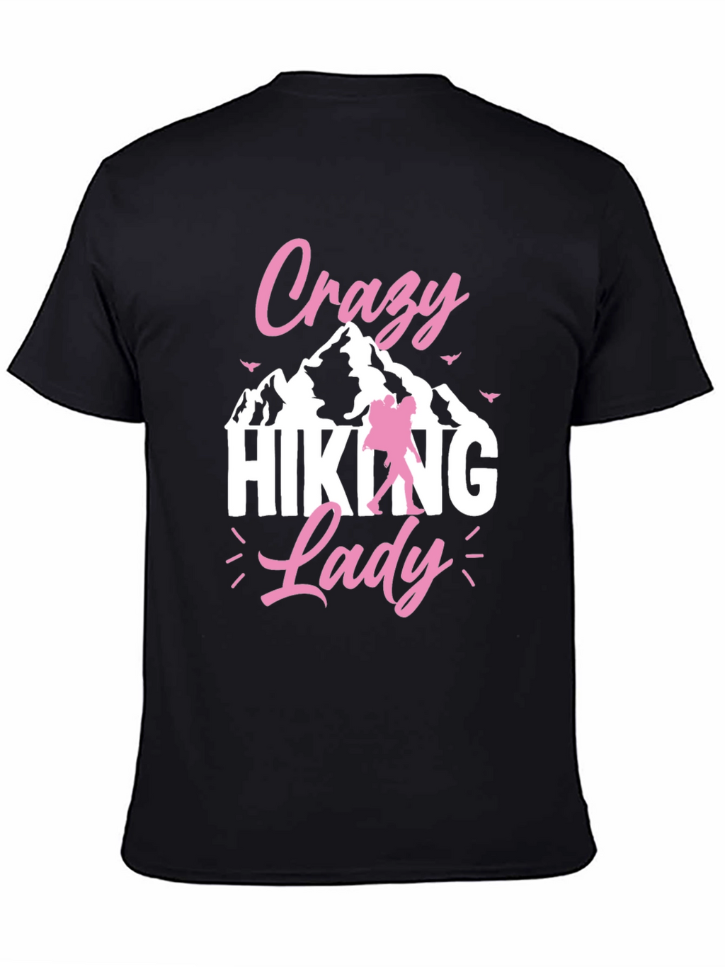 Crazy Hiking Lady Black T-Shirt