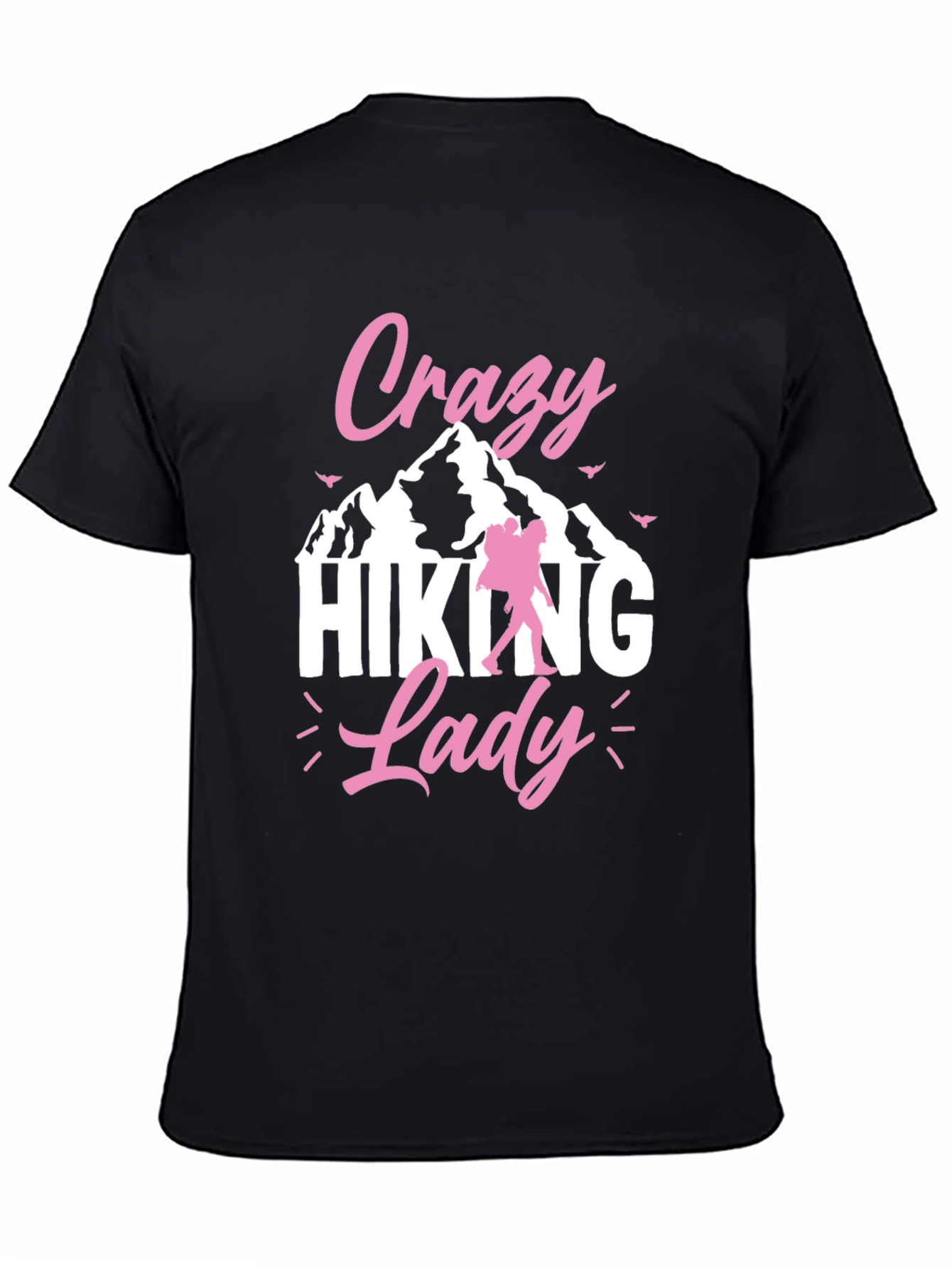 Crazy Hiking Lady Black T-Shirt