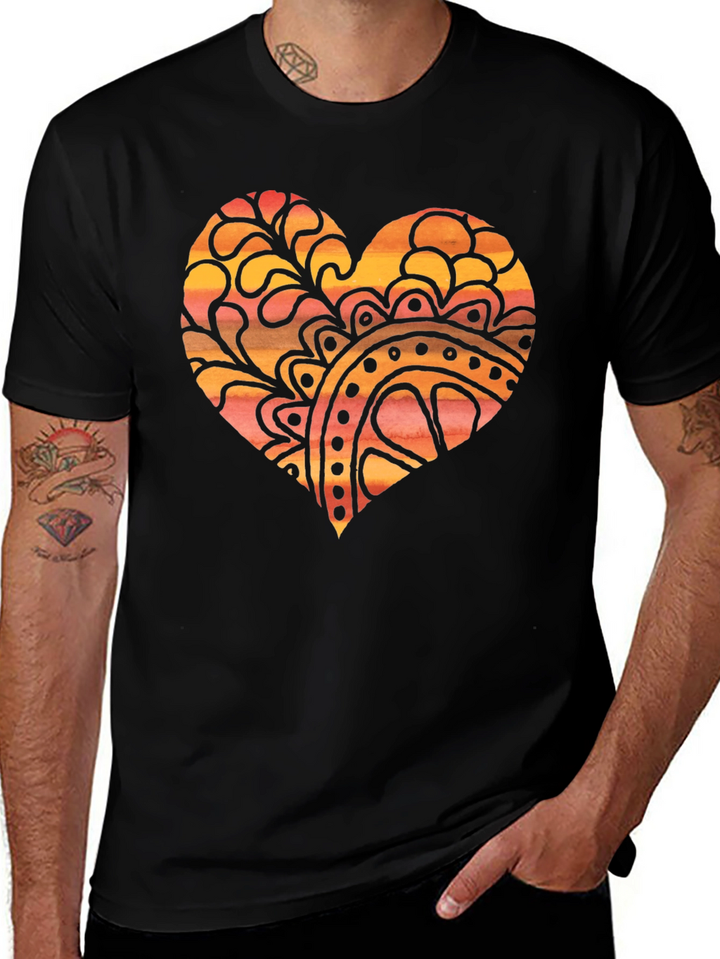 Boho Heart Graphic Tee - Unique Design