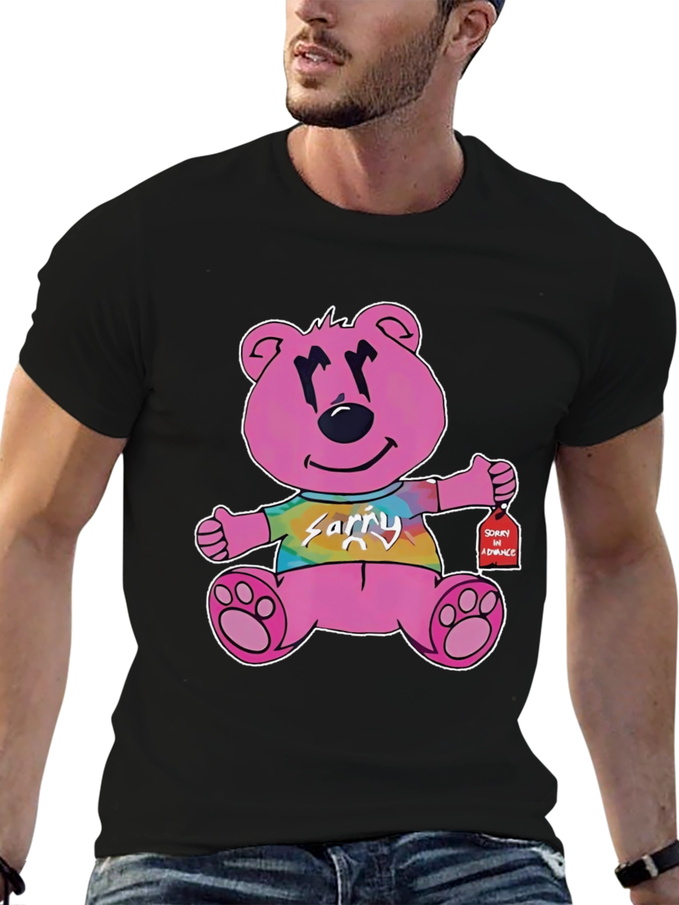 Novelty Graphic Tee: Pink Bear Sorry in Advance