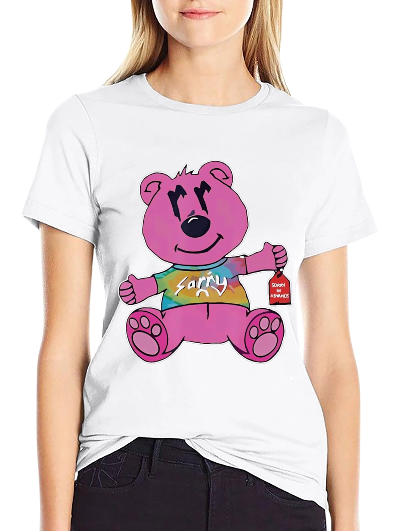 Novelty Graphic Tee: Pink Bear Sorry in Advance