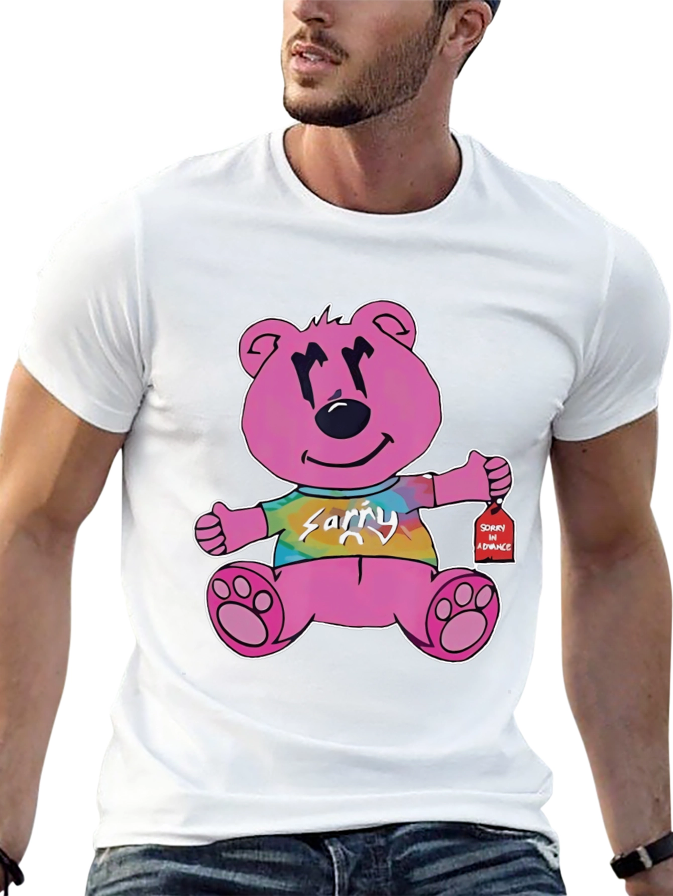 Novelty Graphic Tee: Pink Bear Sorry in Advance