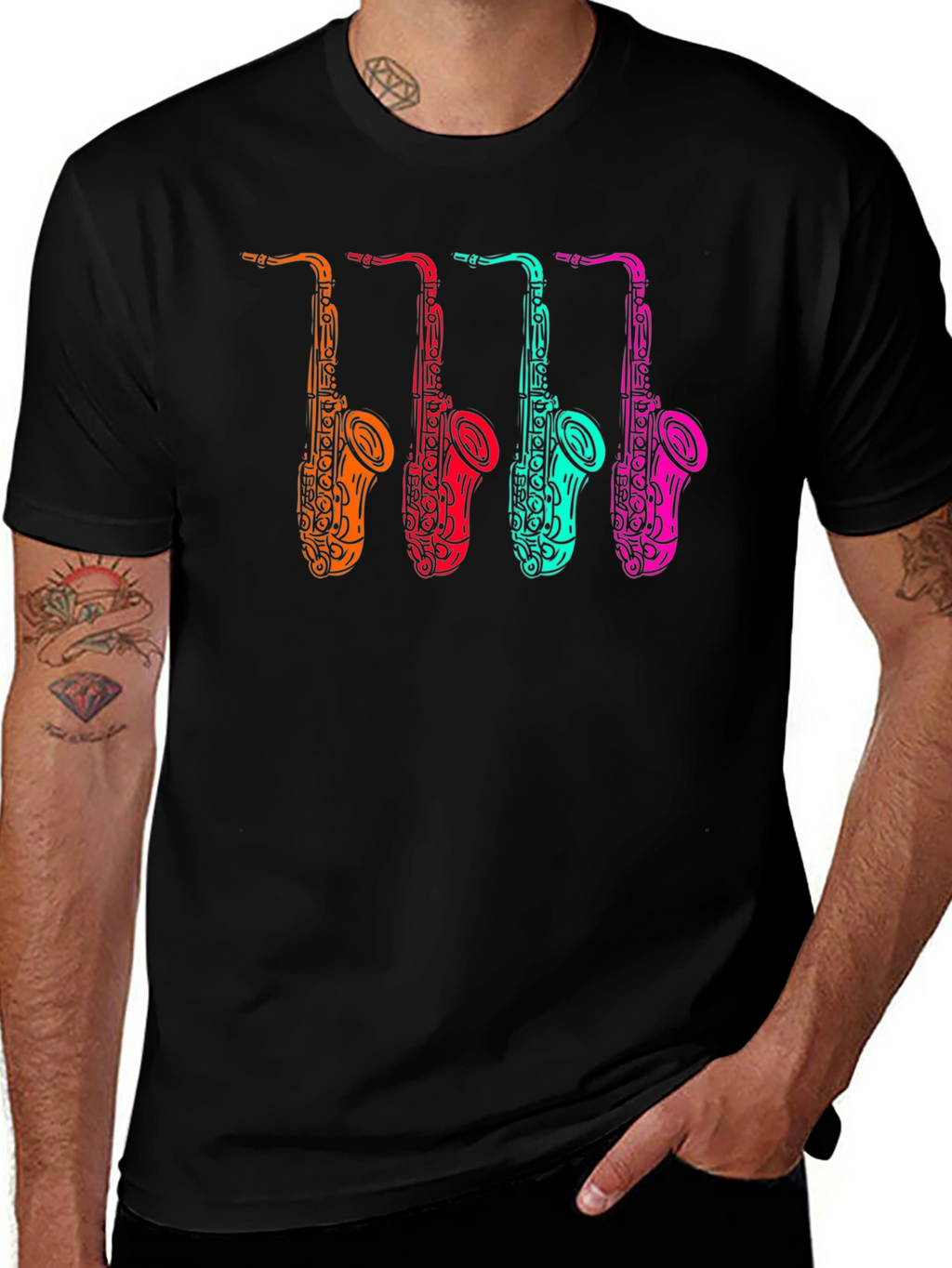 Cool Saxophone Graphic Tee - Musician Style