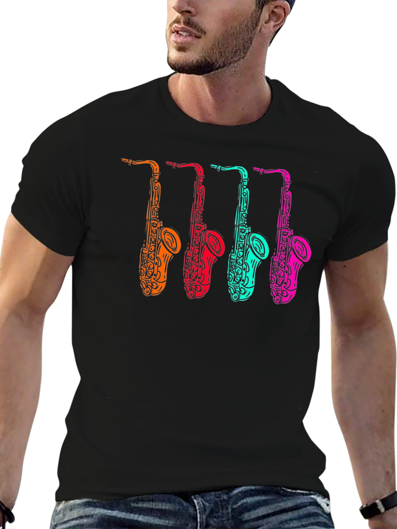 Cool Saxophone Graphic Tee - Musician Style