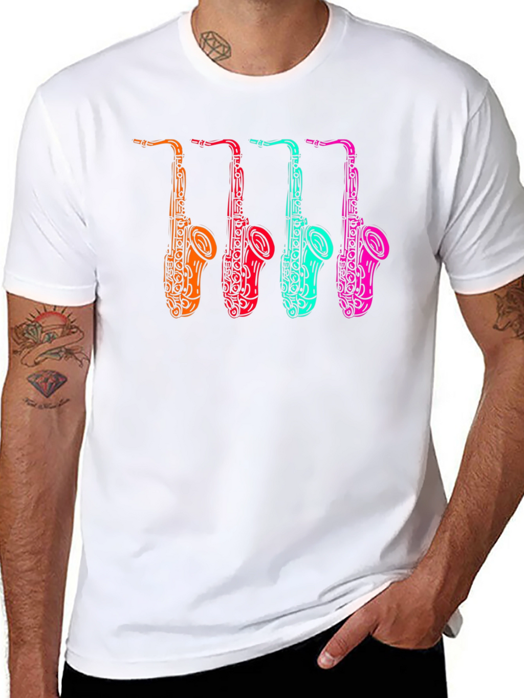 Cool Saxophone Graphic Tee - Musician Style
