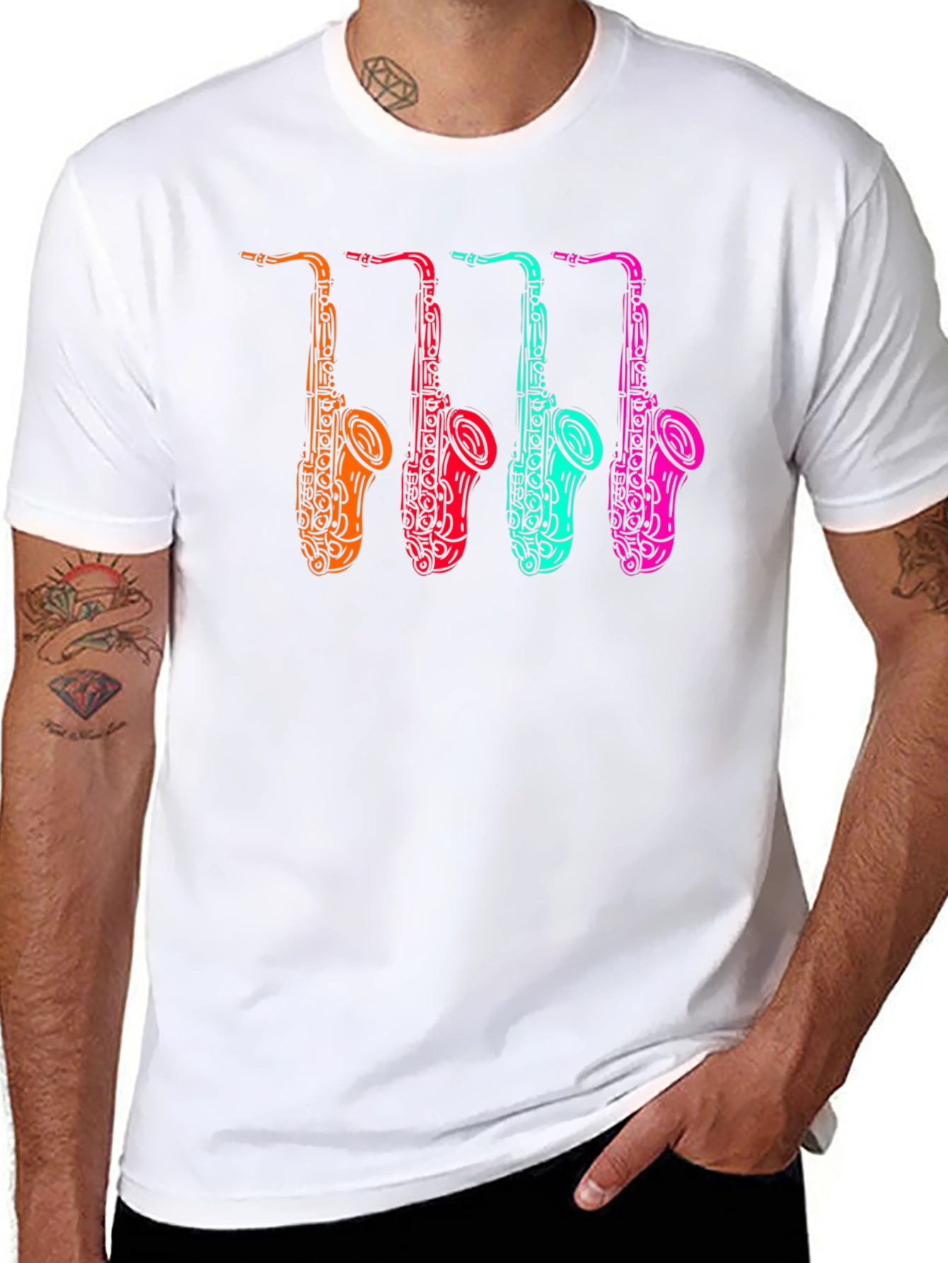 Cool Saxophone Graphic Tee - Musician Style
