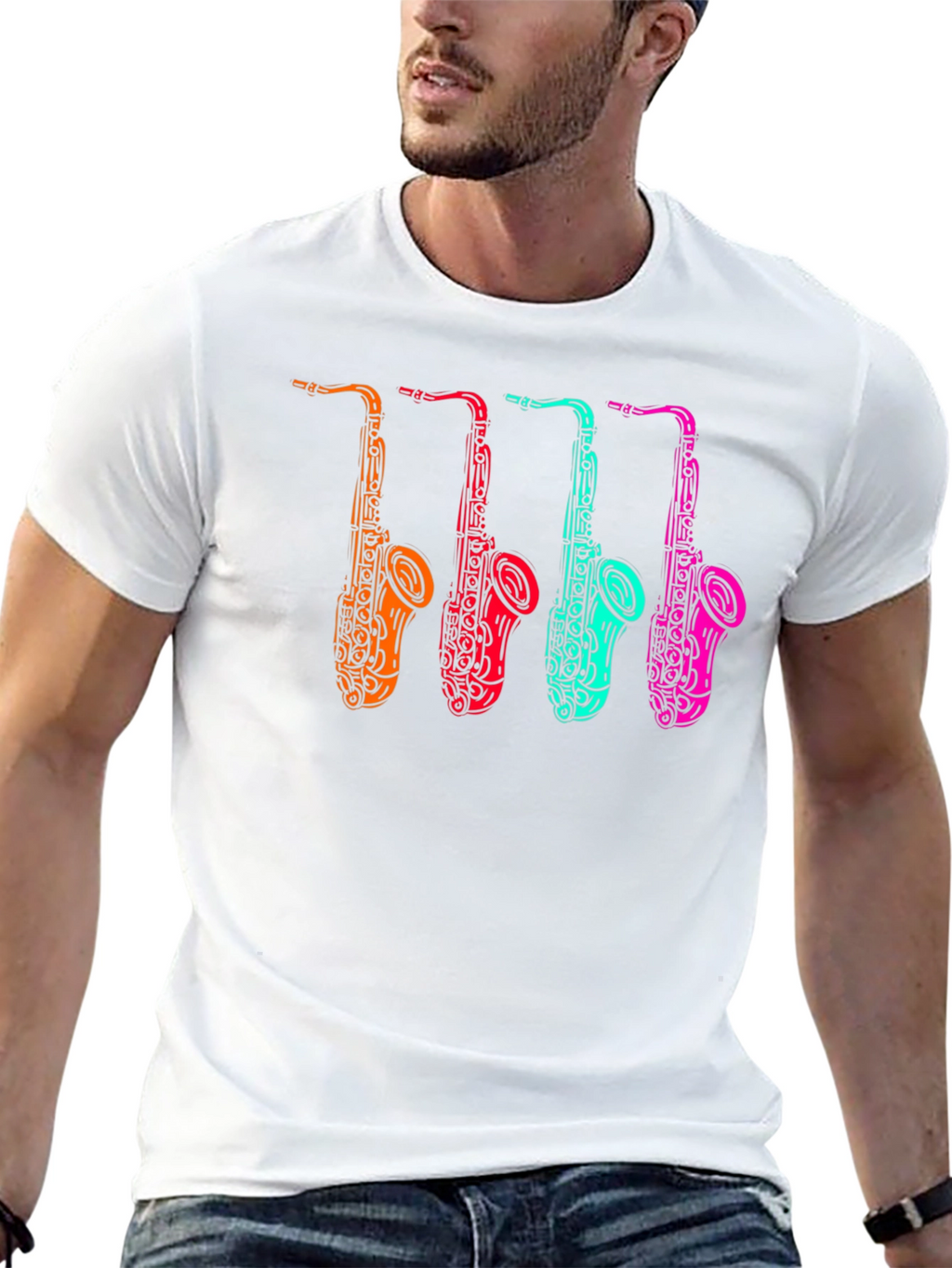 Cool Saxophone Graphic Tee - Musician Style