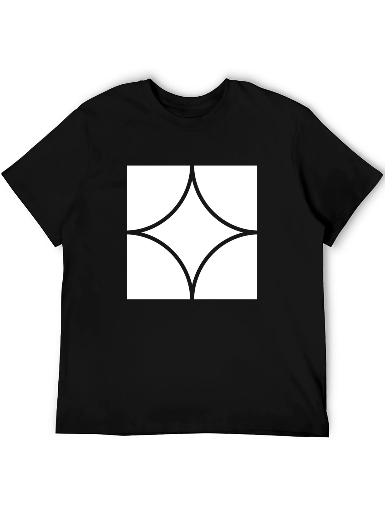Modern Graphic Tee - Black with White Diamond Design
