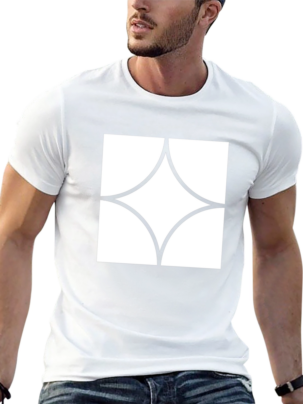 Modern Graphic Tee - Black with White Diamond Design