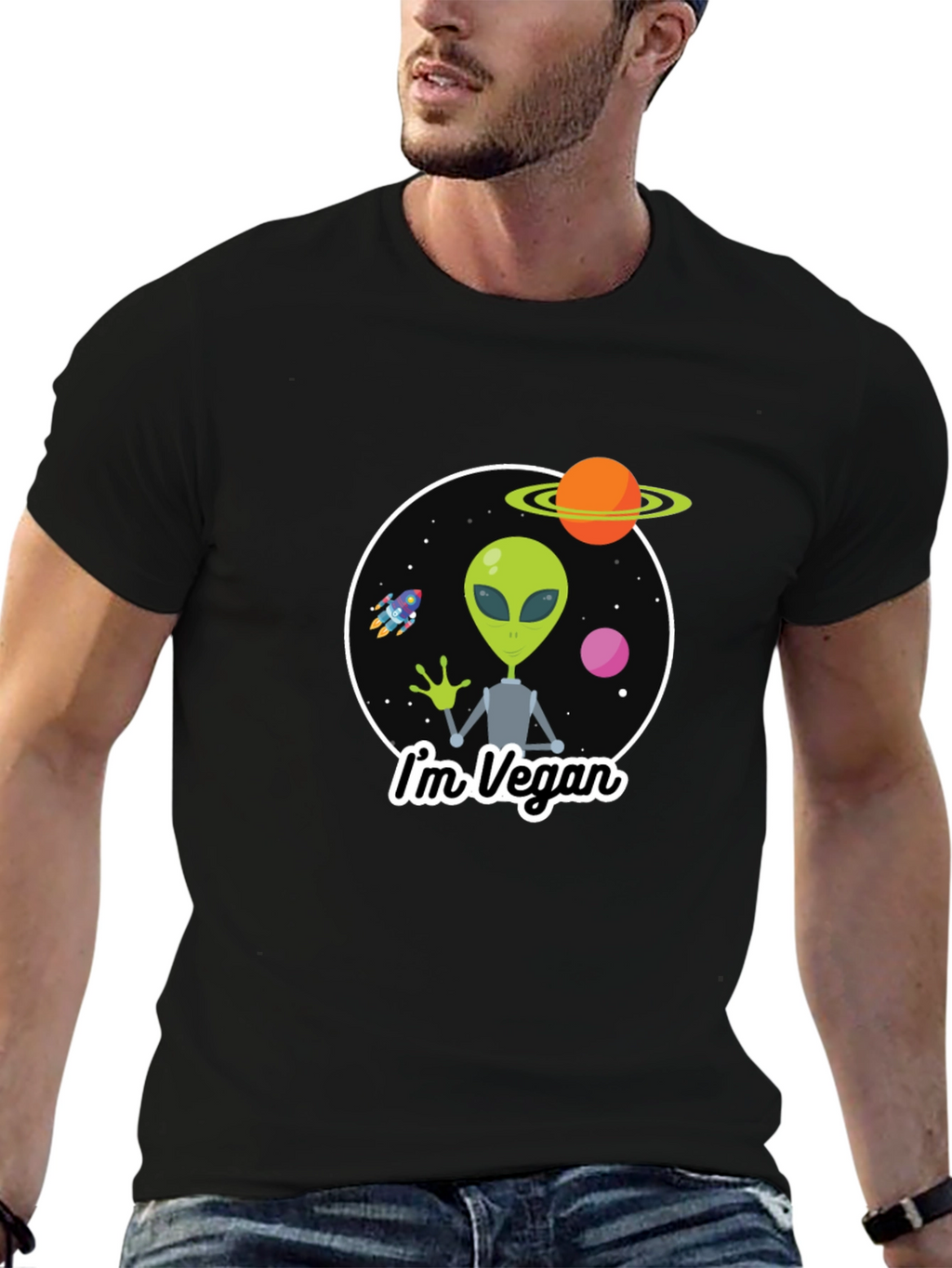 Vegan Alien T-Shirt - Funny Outer Space Tee