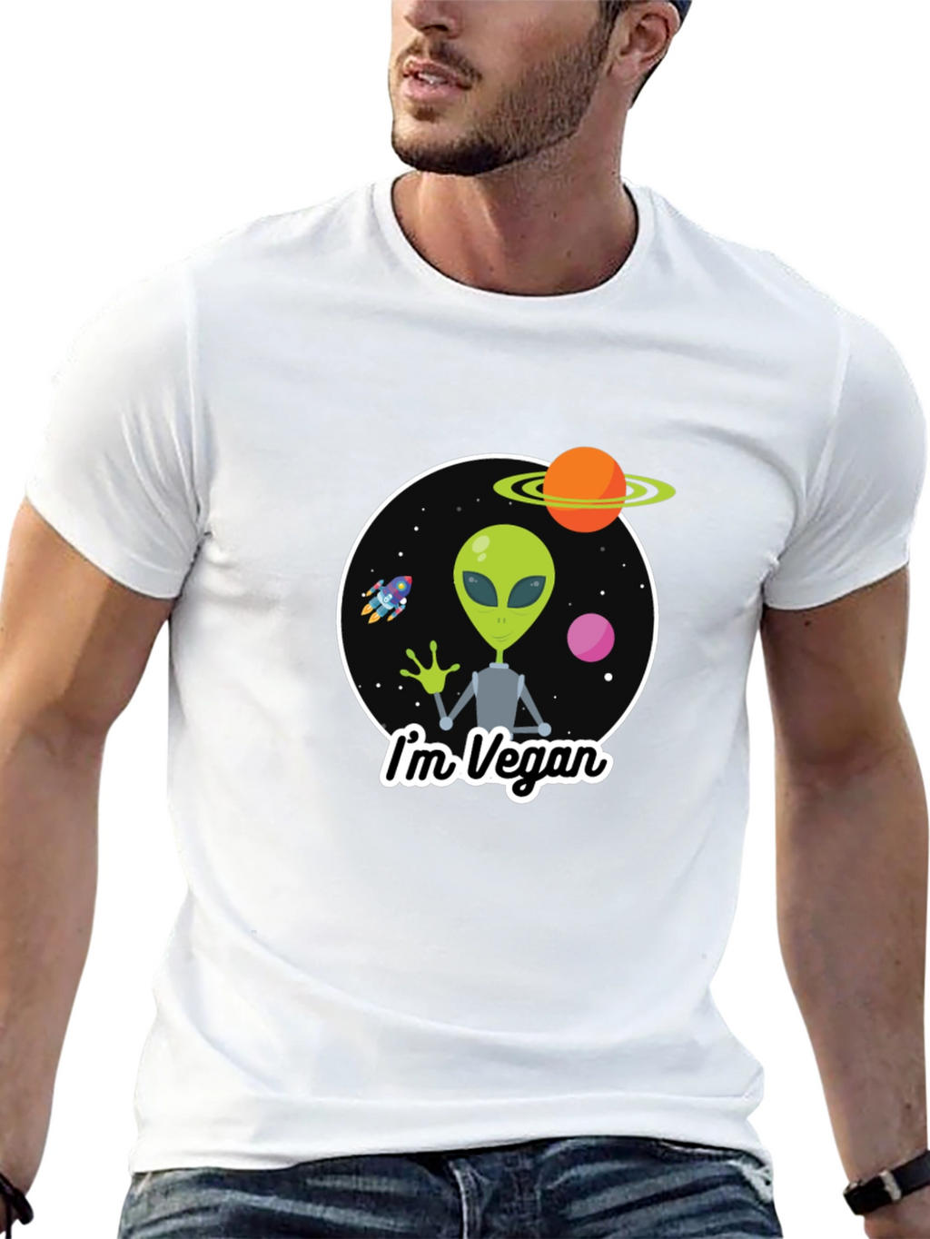 Vegan Alien T-Shirt - Funny Outer Space Tee