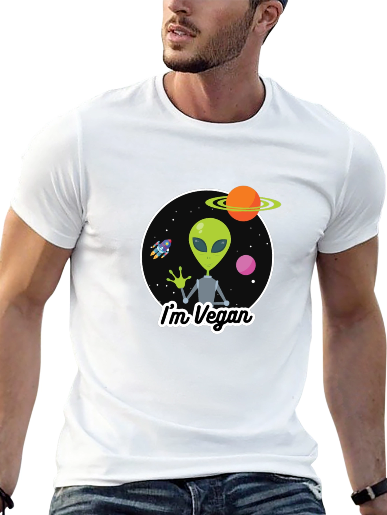 Vegan Alien T-Shirt - Funny Outer Space Tee