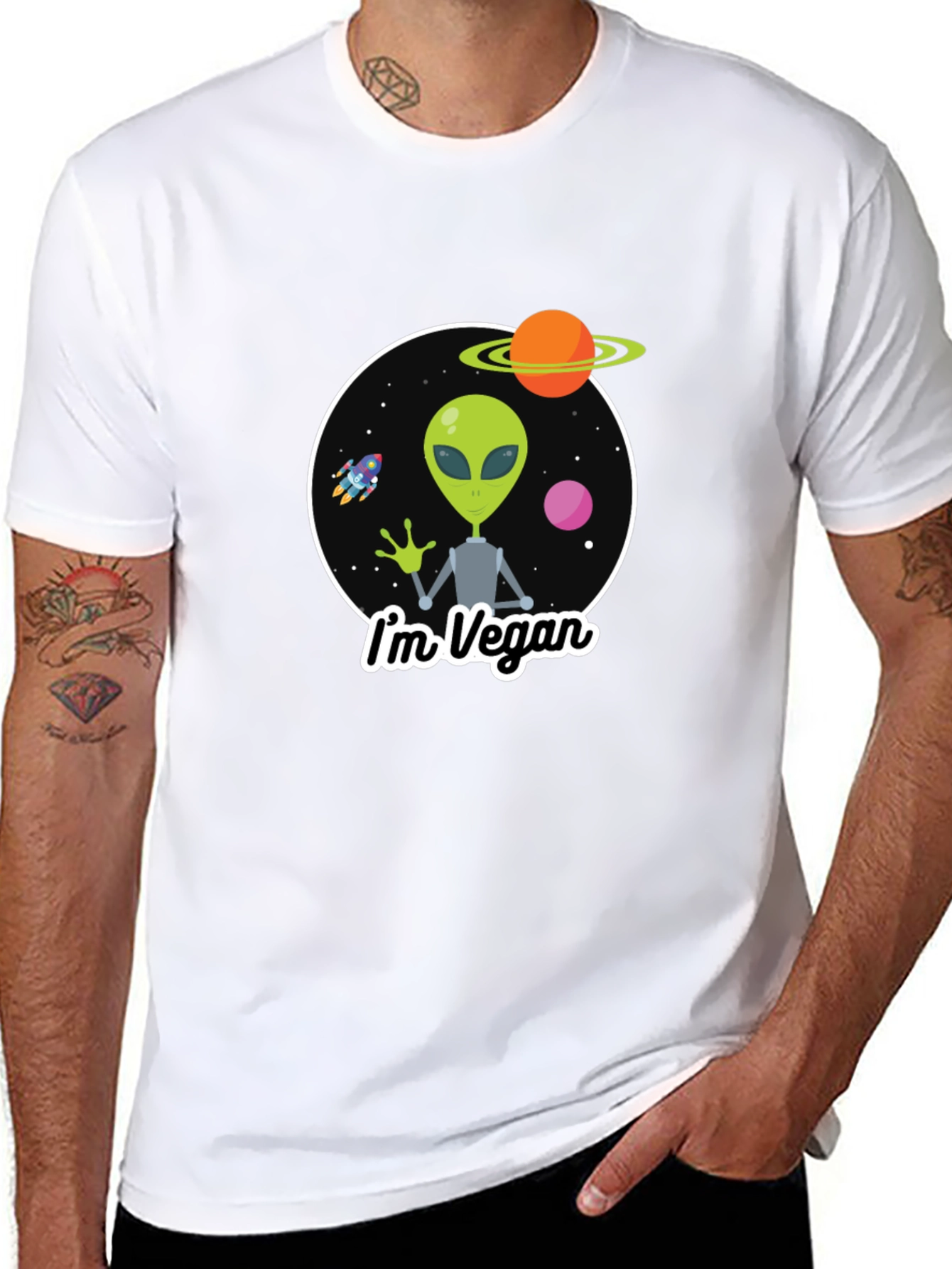 Vegan Alien T-Shirt - Funny Outer Space Tee