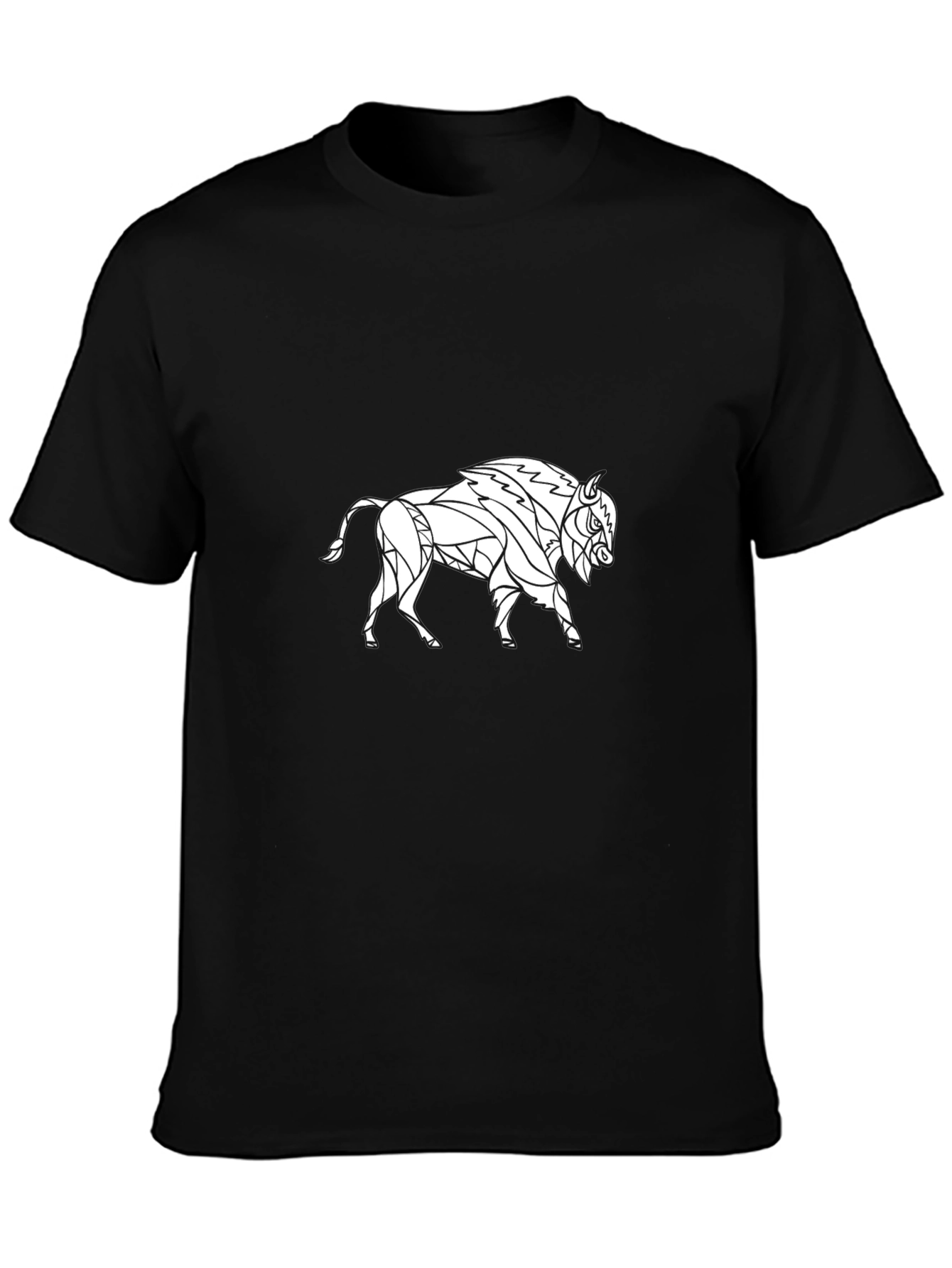 Geometric Buffalo Graphic Tee - Black