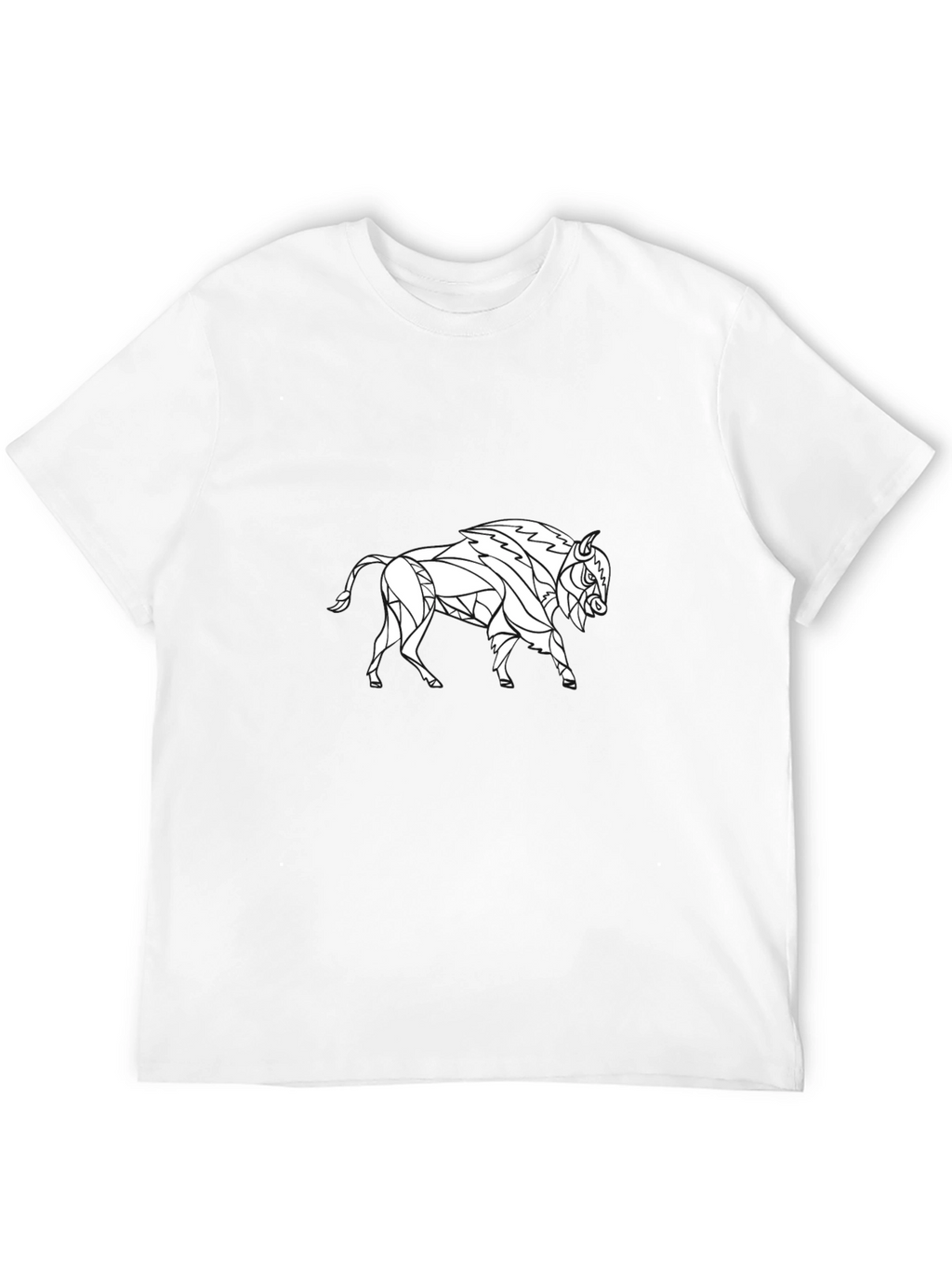 Geometric Buffalo Graphic Tee - Black