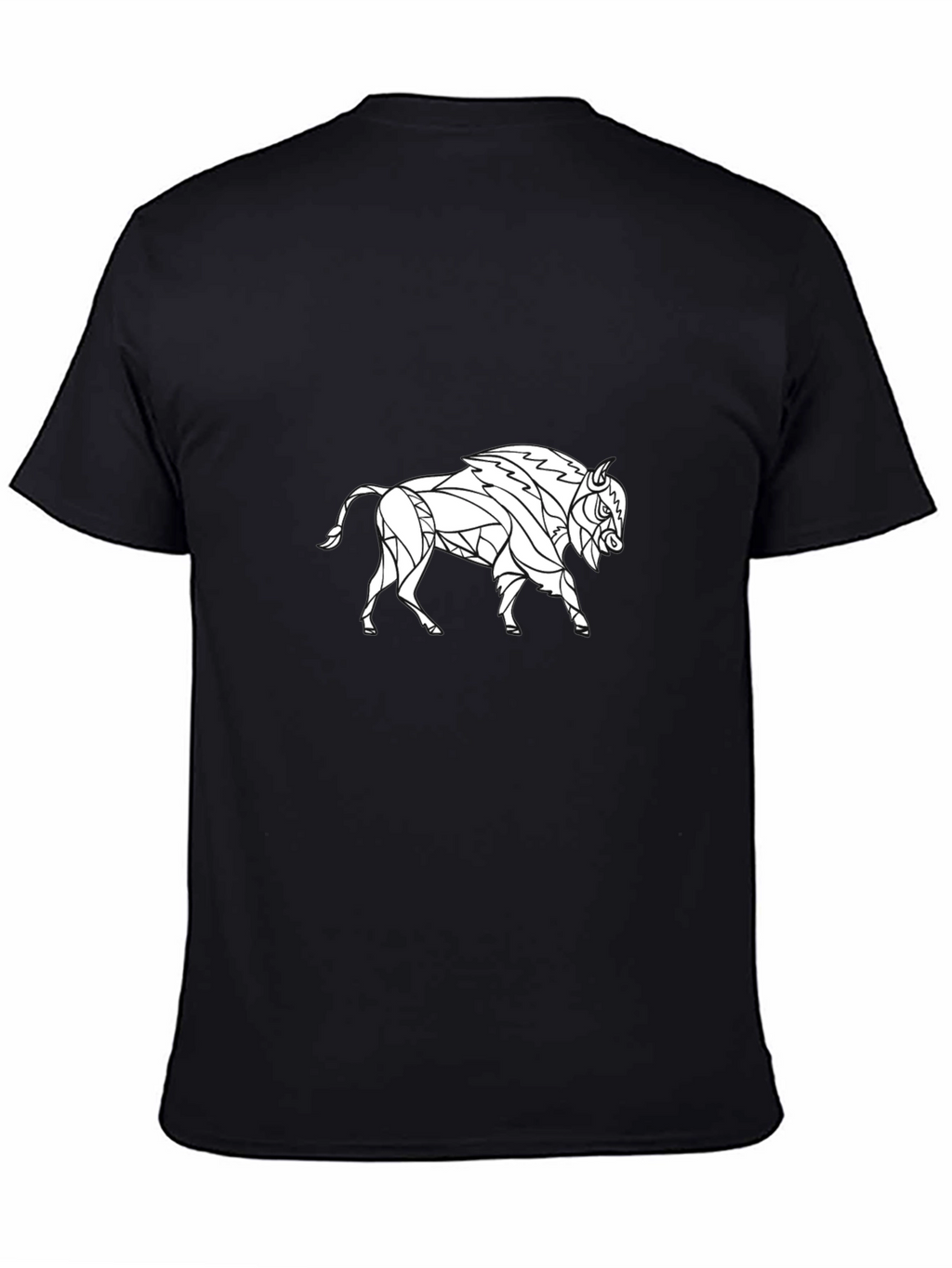Geometric Buffalo Graphic Tee - Black