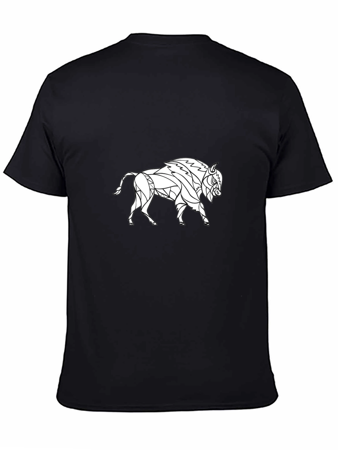Geometric Buffalo Graphic Tee - Black