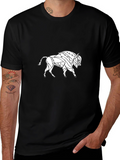 Geometric Buffalo Graphic Tee - Black