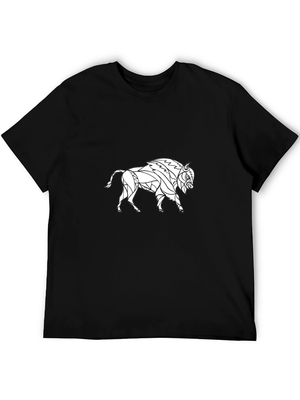 Geometric Buffalo Graphic Tee - Black