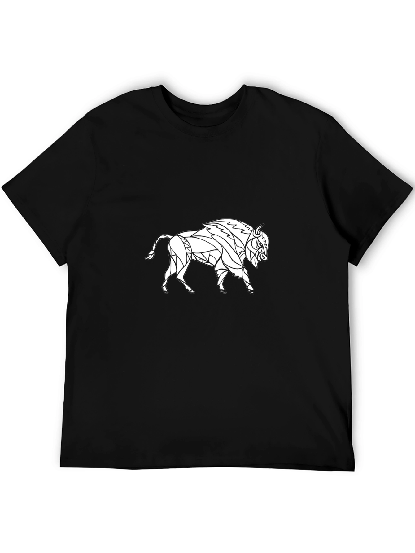 Geometric Buffalo Graphic Tee - Black