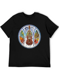 Stained Glass Guitar Graphic Tee - Mens Black T-Shirt