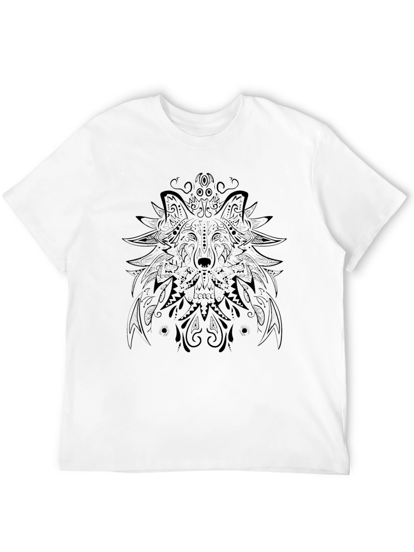 Wolf Mandala Graphic Tee - Black
