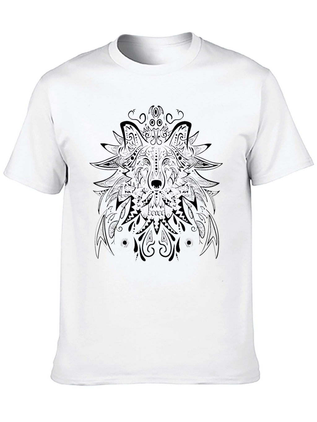 Wolf Mandala Graphic Tee - Black