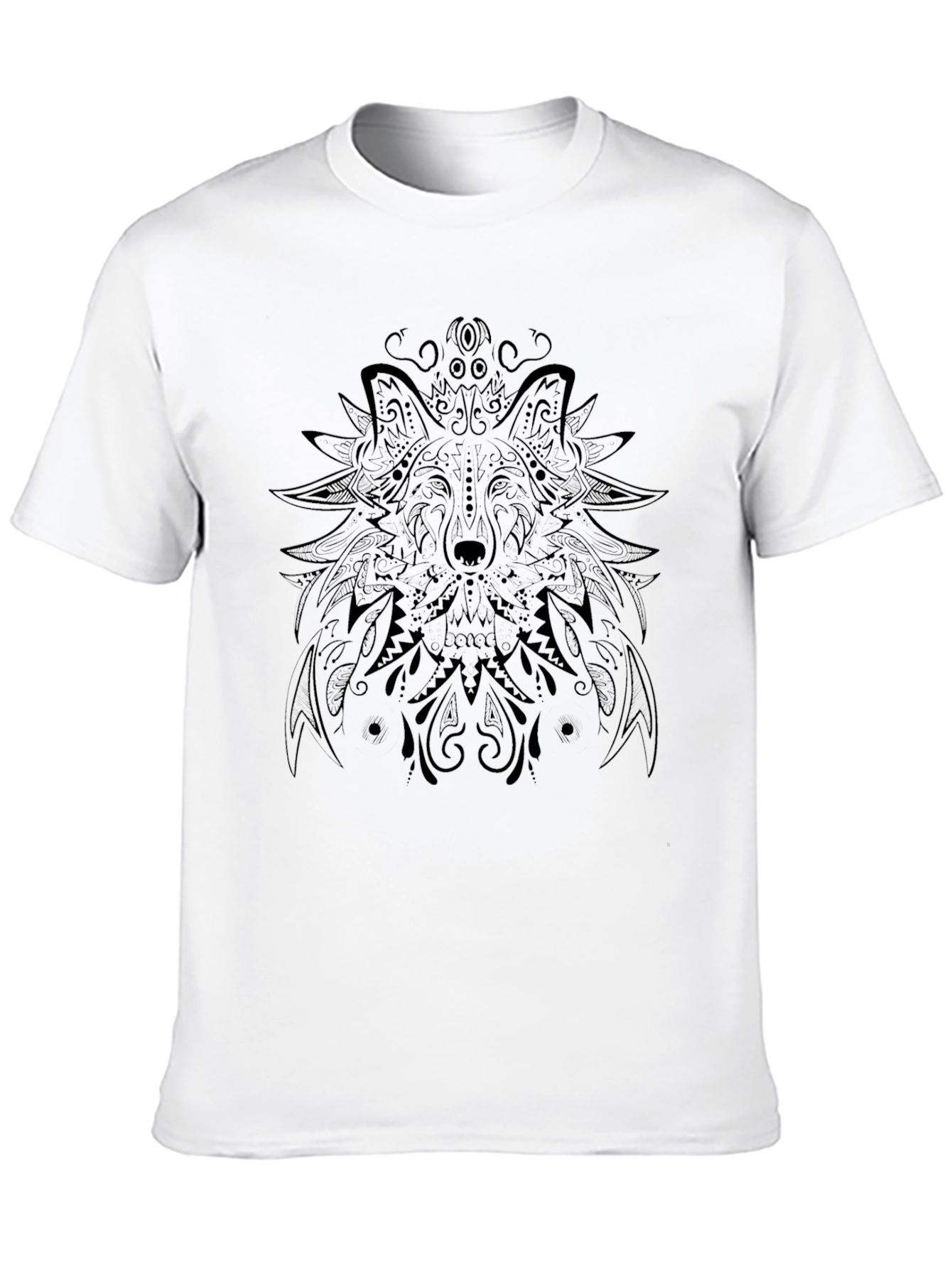Wolf Mandala Graphic Tee - Black